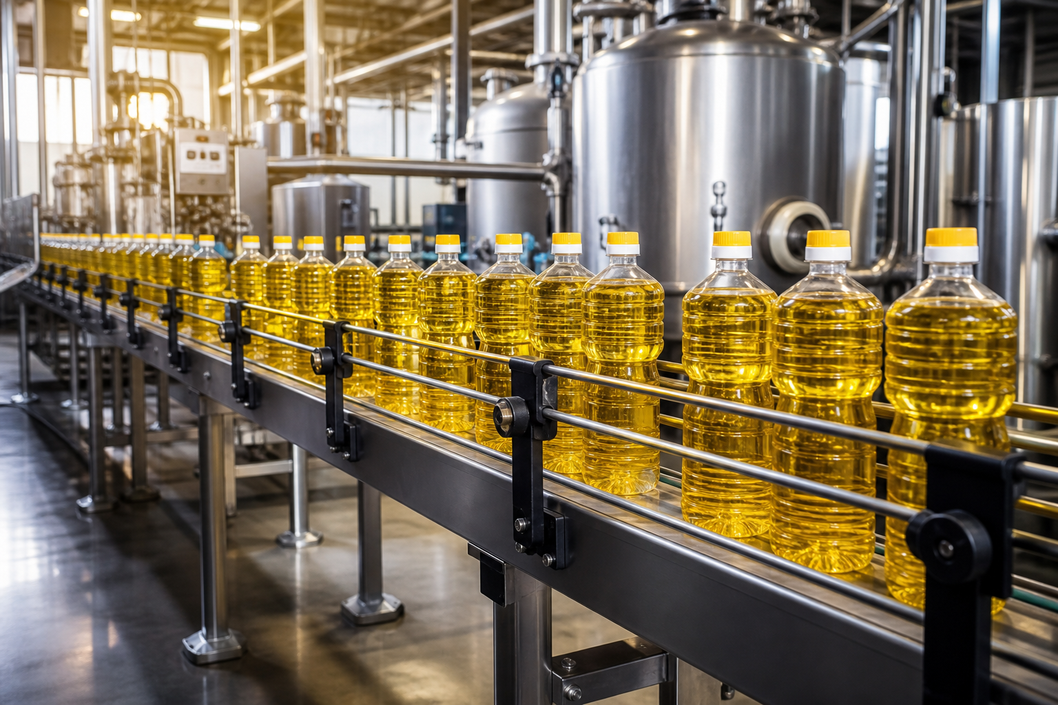 Illustrative edible-oil refinery and packaging production line